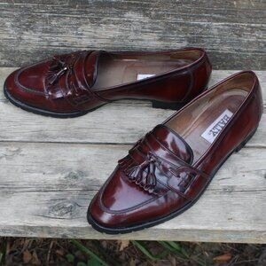 Bally Burgundy Leather Kiltie Loafer, Women's Size 11.5 M, Made in Italy, EUC